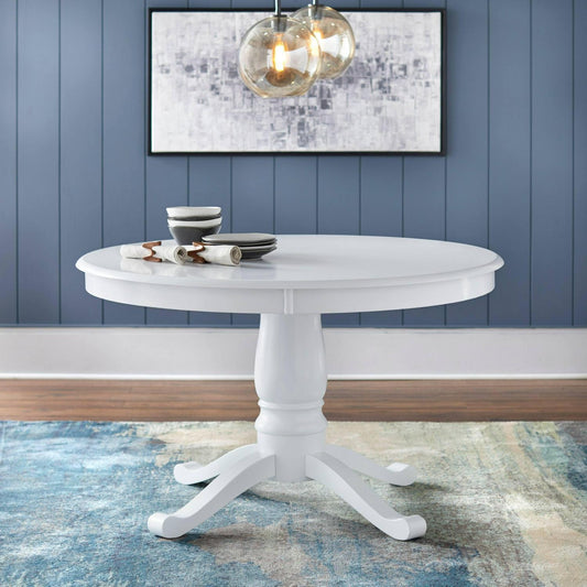 Round Pedestal Dining Table - Classic Yet Contemporary in White Finish 47in