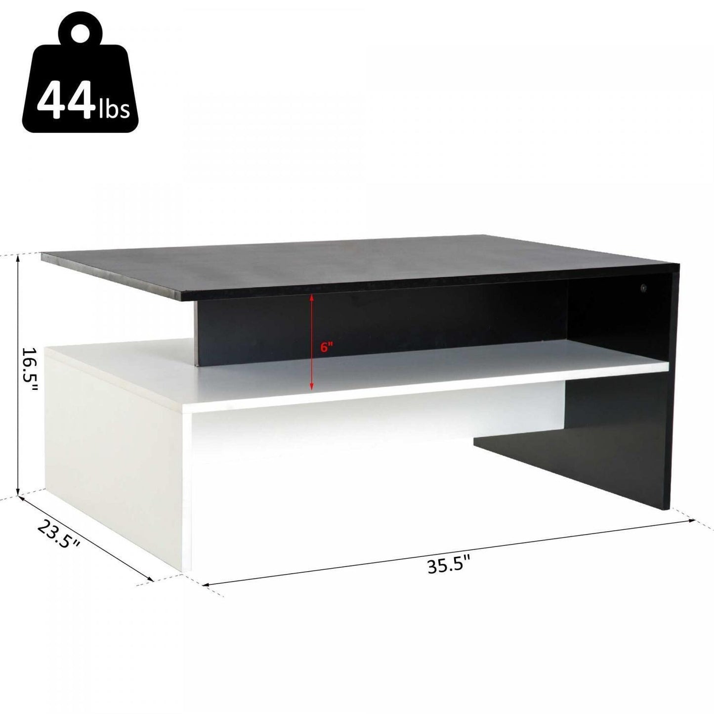 Modern Black and White 2-tier Coffee Table Sitting Table