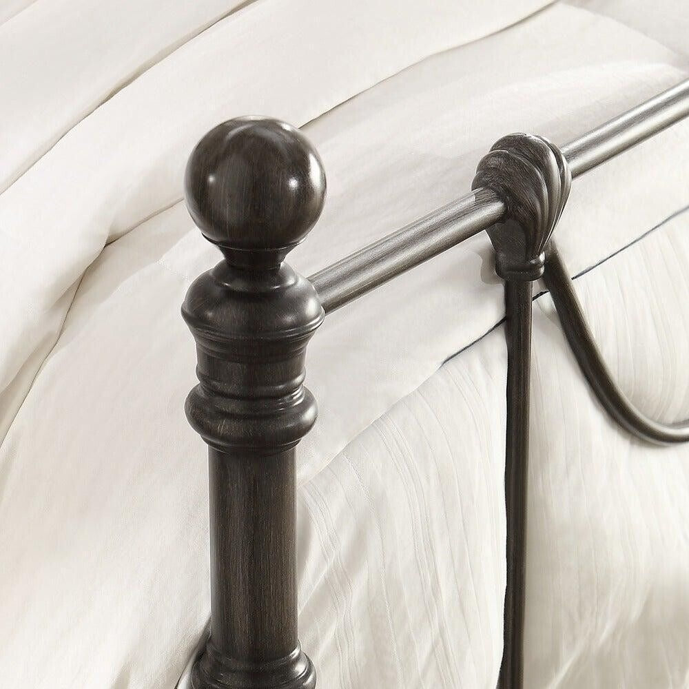 Beautiful Victorian Style Iron Metal Bed in Antique Dark Bronze Finish - KING