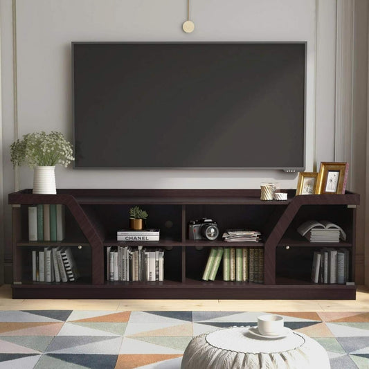 Contemporary 70in Entertainment Canter Media Storage Console with Storage