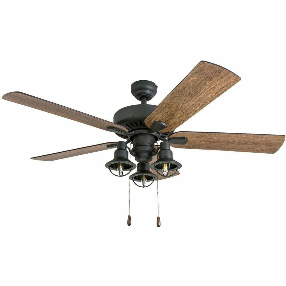 Aged Bronze Finish 52-inch 5-Blade Farmhouse Country Style LED Ceiling Fan