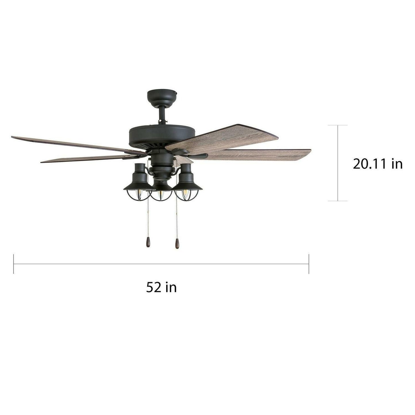 Aged Bronze Finish 52-inch 5-Blade Farmhouse Country Style LED Ceiling Fan