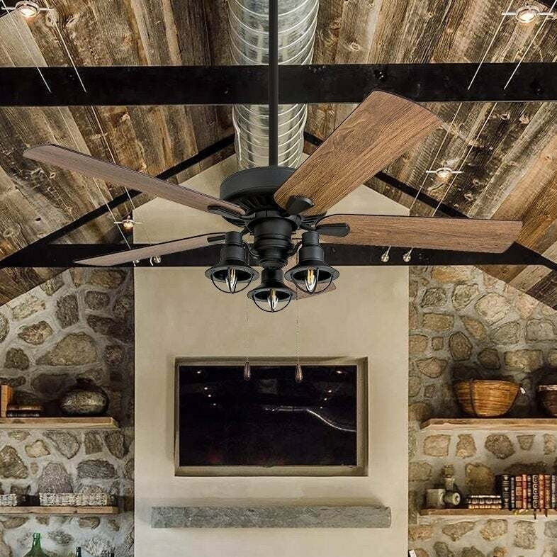 Aged Bronze Finish 52-inch 5-Blade Farmhouse Country Style LED Ceiling Fan