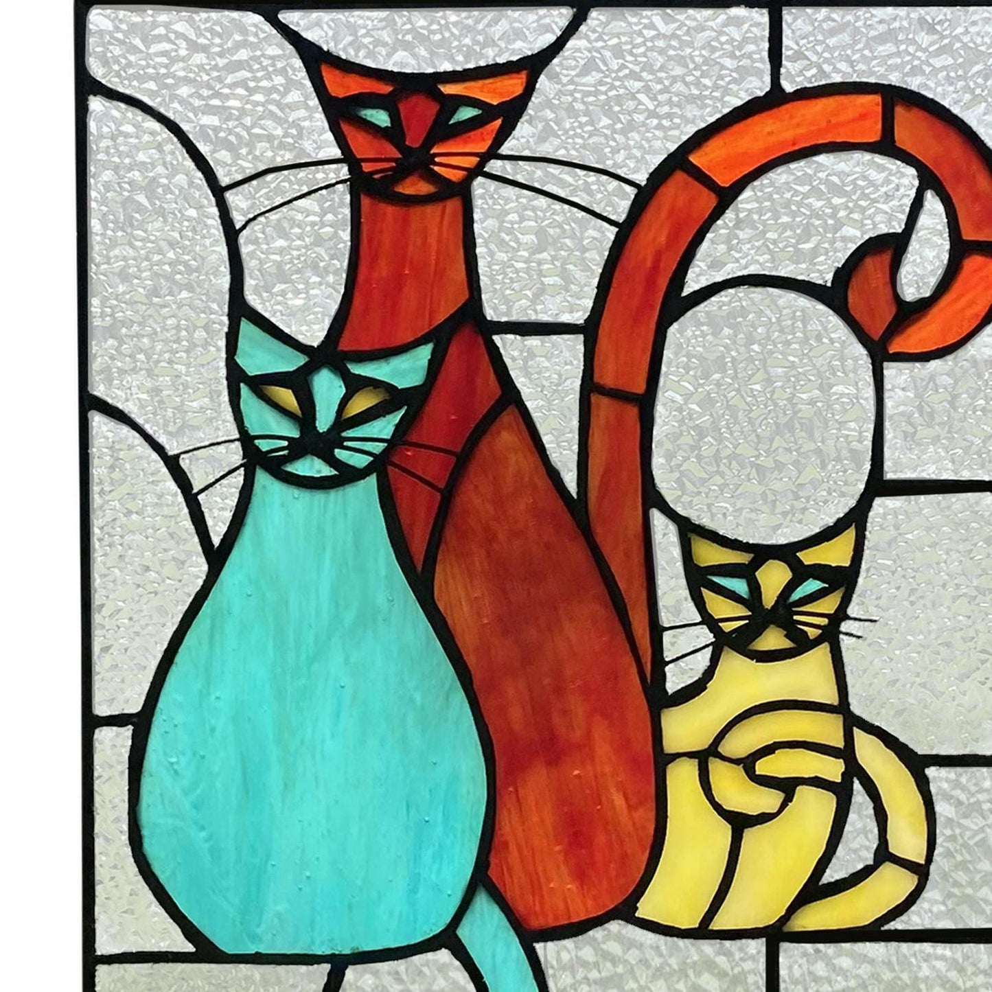 Cats Tiffany Style Window Panel Stained Glass Suncatcher Window Hanging 14inx8in