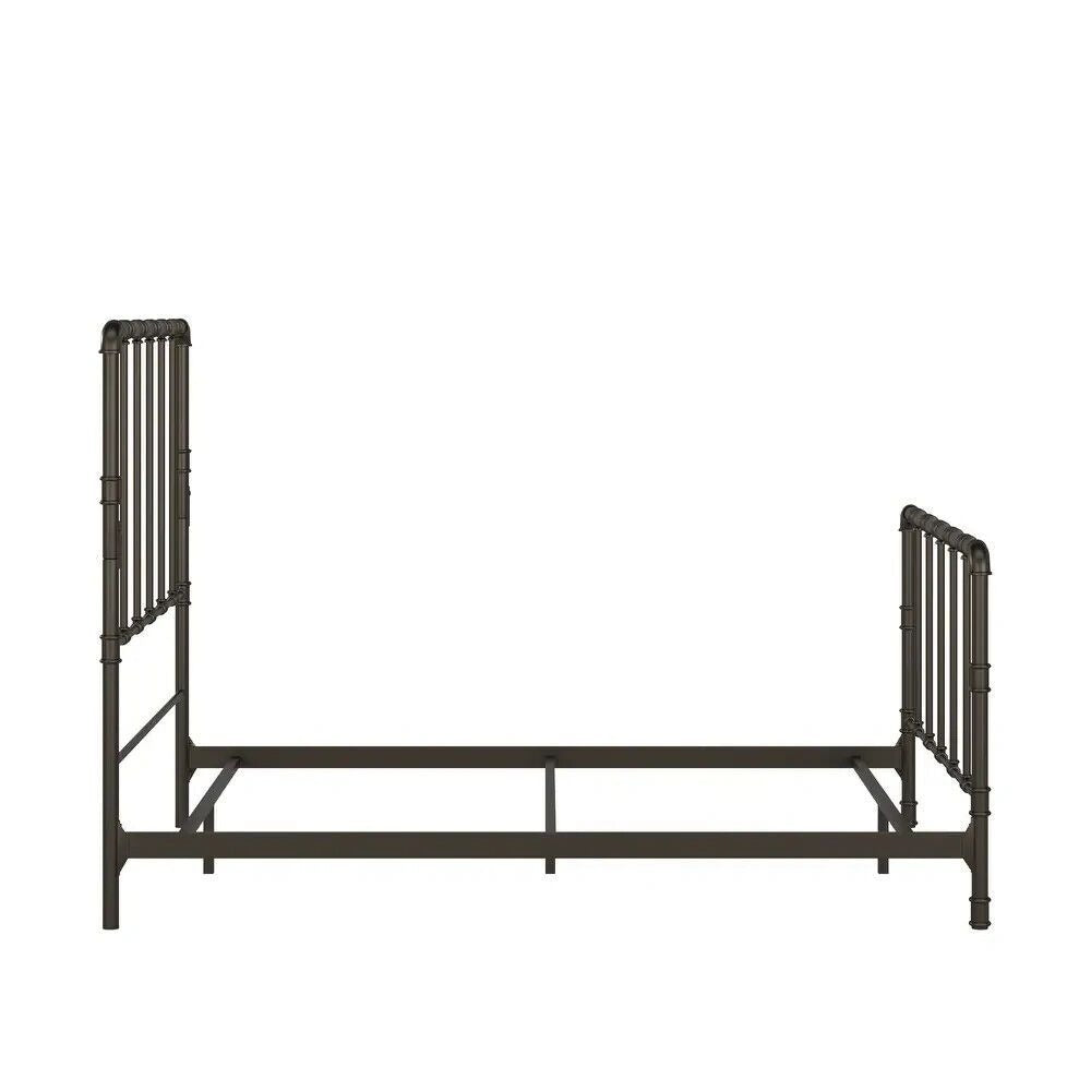 Steampunk Chic: Industrial Lines Iron Metal Bed for a Vintage Revival - Queen Sz