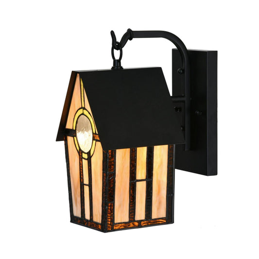 Birdhouse Theme Tiffany Style Stained Glass Outdoor Wall Sconce
