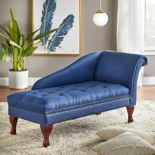 Storage Chaise Lounge Sofa Chair in Royal Blue Finish w/ Hidden Storage