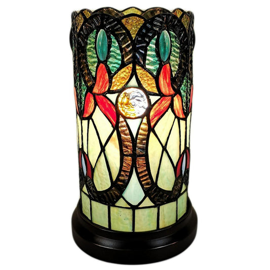 Electric Hurricane Pedestal Tiffany Style Stained Glass Table Lamp 10in