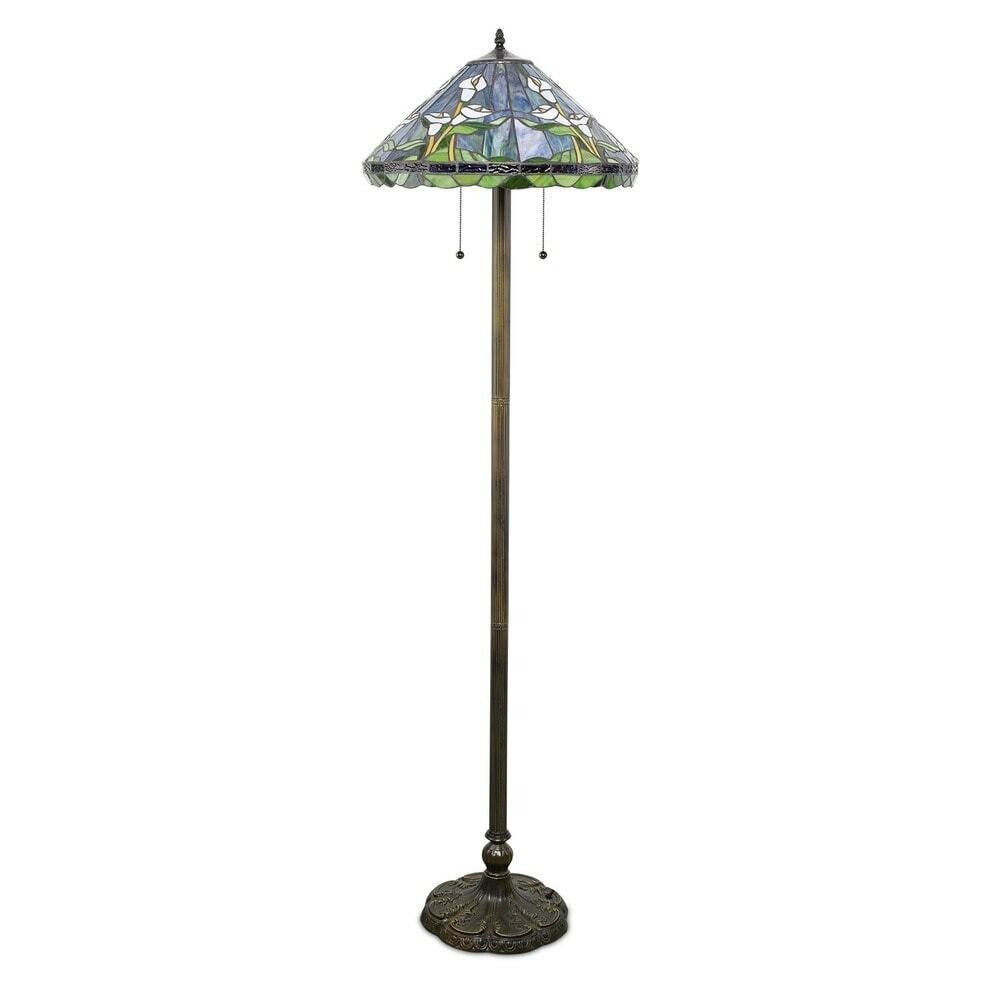 Tiffany Style Stained Glass Lilly Flower Reading Accent Floor Lamp