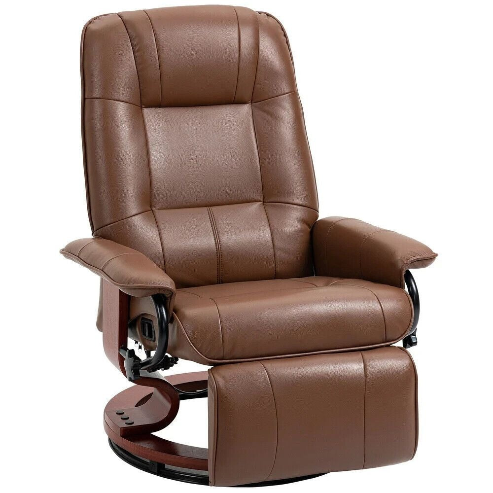 Brown Recliner Chair with Ottoman Footrest and Vibration Massage