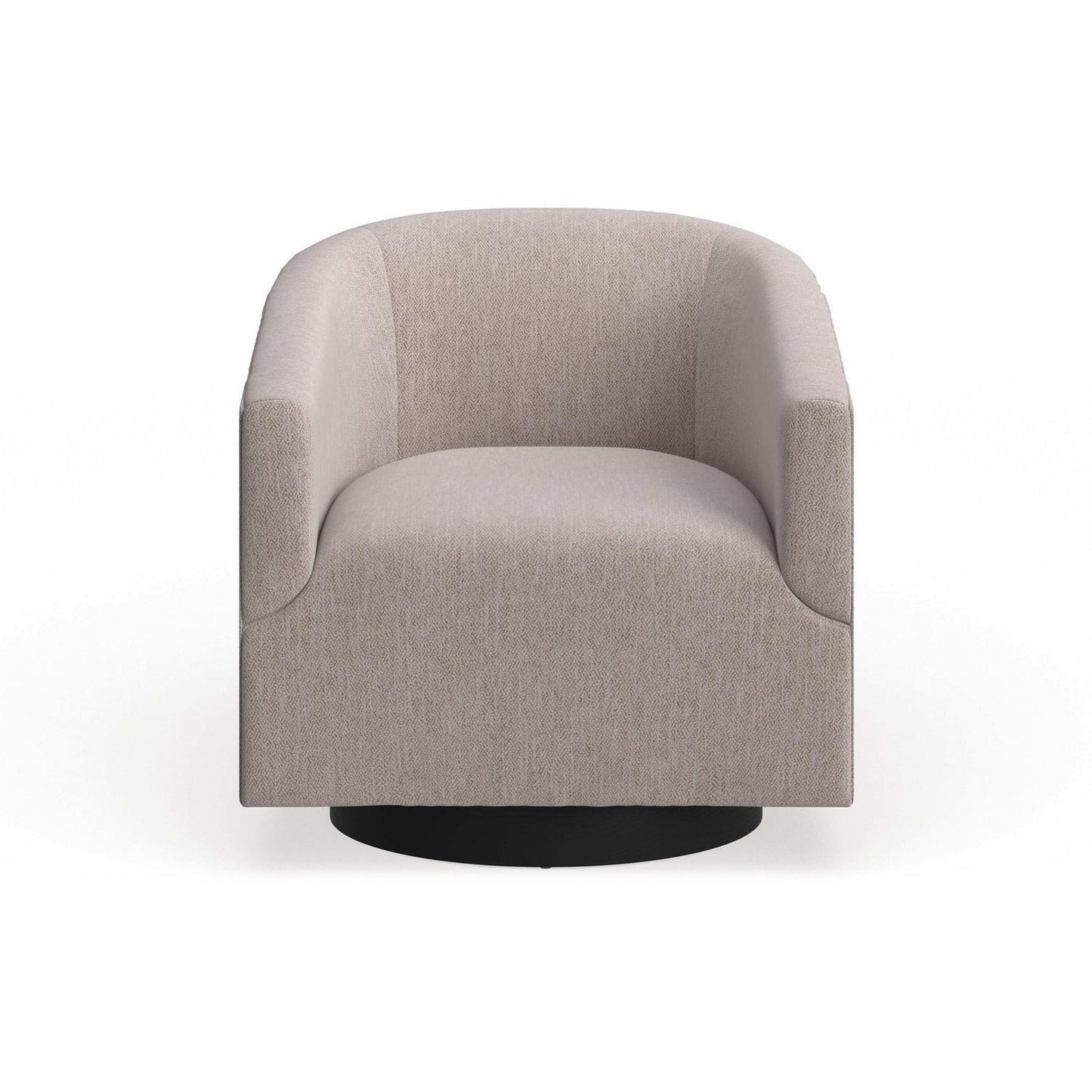 Swivel Accent Armchair with Wood Base and Barrel Back in Off White