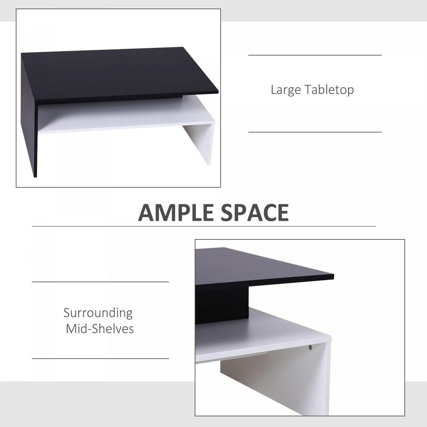 Modern Black and White 2-tier Coffee Table Sitting Table