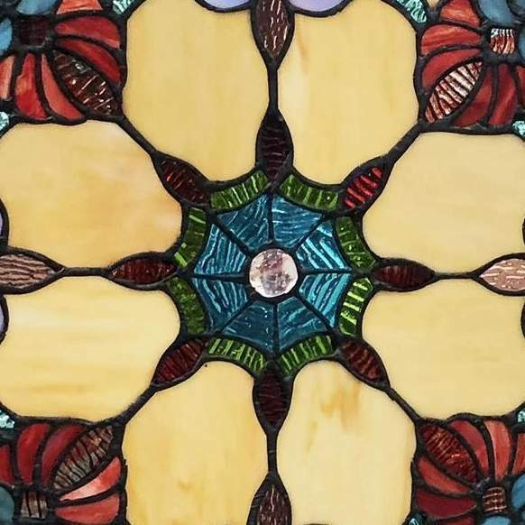 Stained Glass Window Panel Suncatcher Tiffany Style 18in Diameter Window Hanging