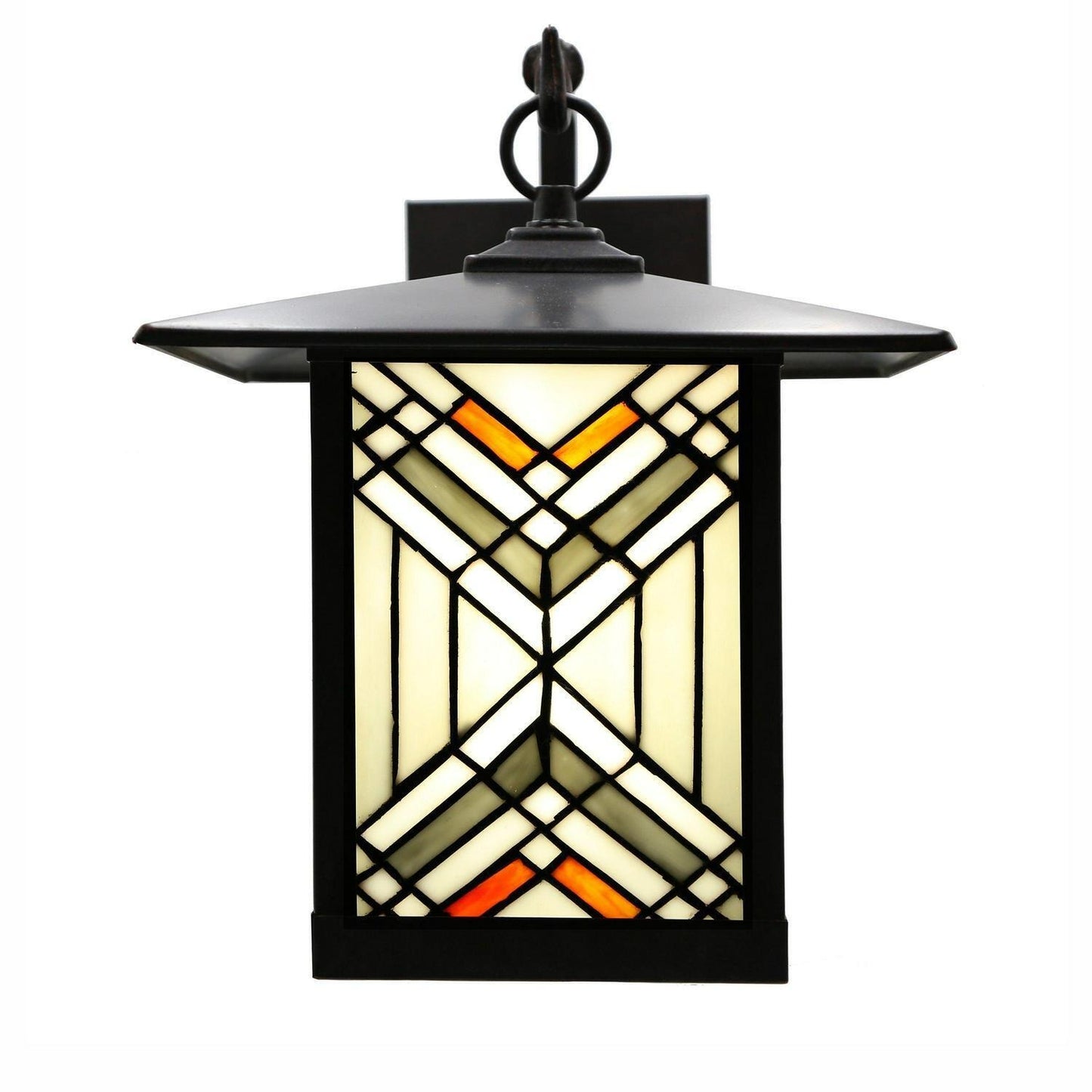 Porch Light Sconce Tiffany Style Stained Glass Bronze Fin in Grey -9x10x12in