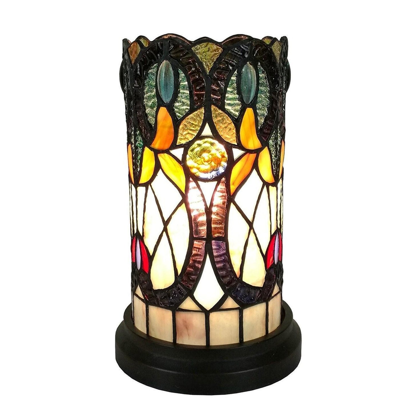 Electric Hurricane Pedestal Tiffany Style Stained Glass Table Lamp 10in