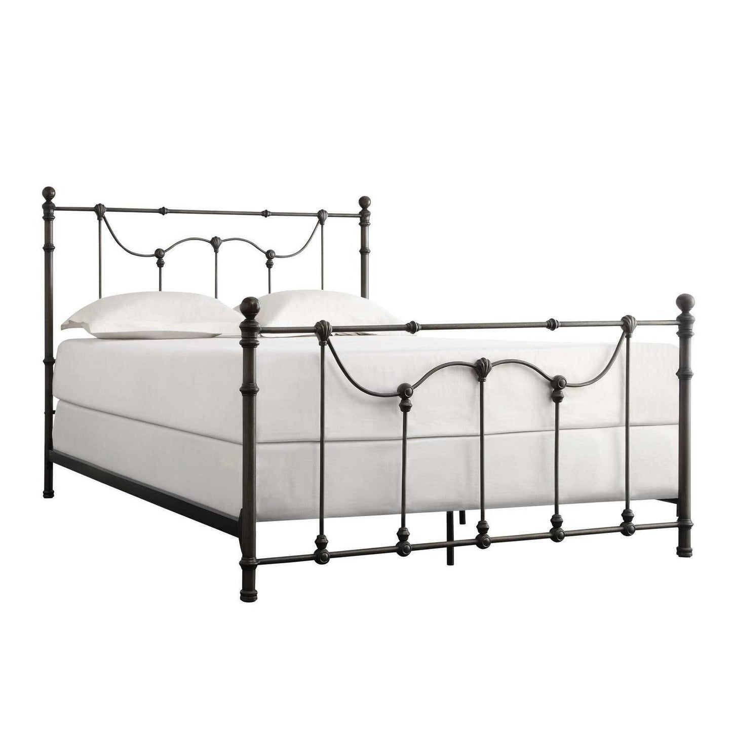 Beautiful Victorian Style Iron Metal Bed in Antique Dark Bronze Finish - QUEEN