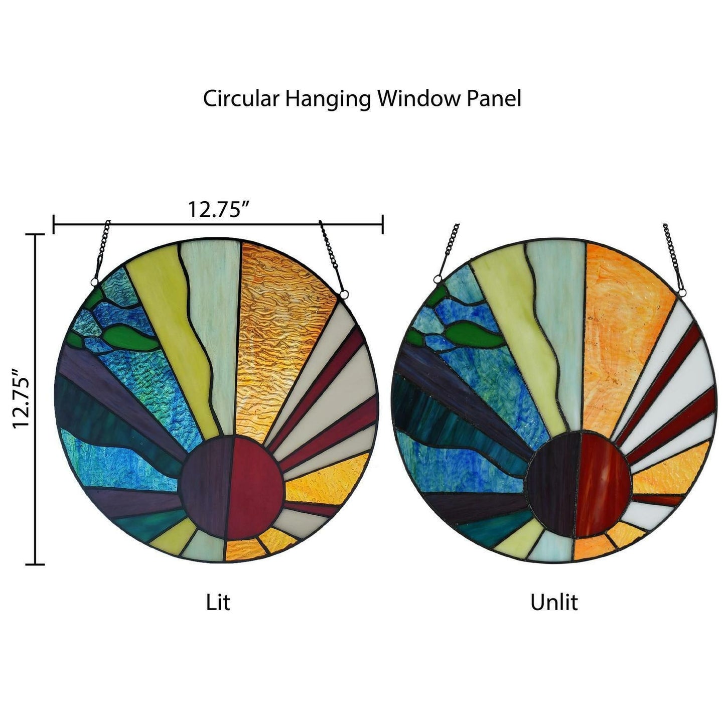 Ray of Sun Design Stained Glass Window Panel Suncatcher 12.75in