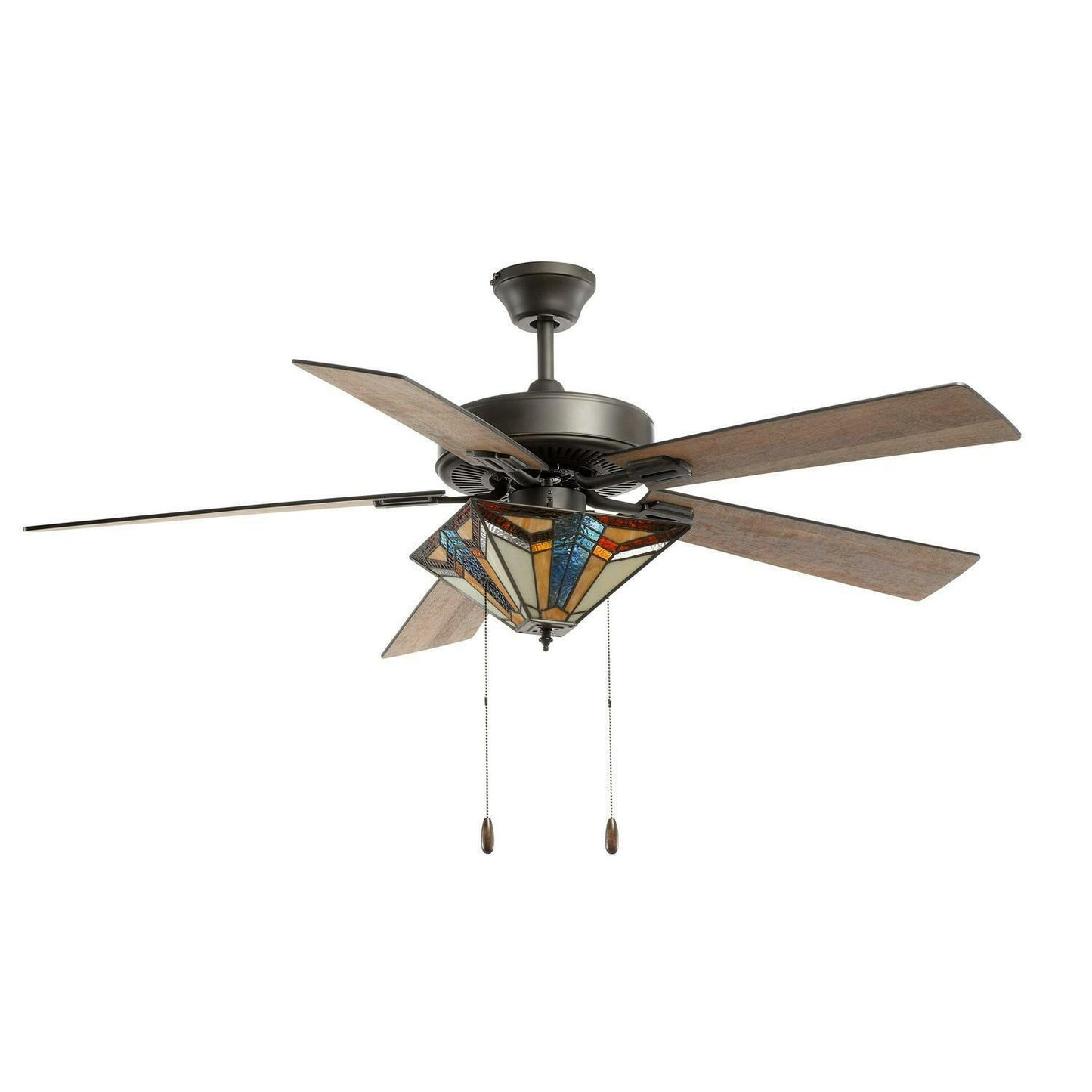 Tiffany Style Stained Glass Blue and Amber Mission 52in Ceiling Fan