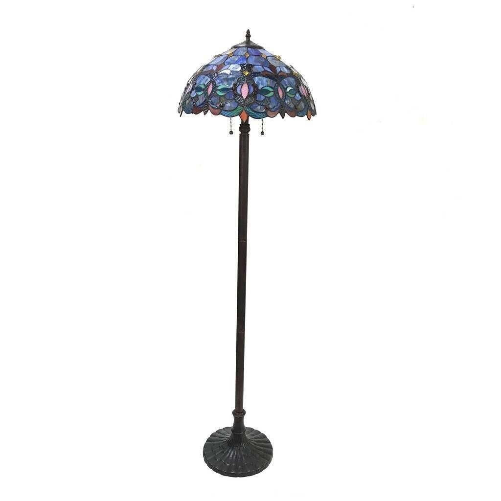 Multicolor Victorian Stained Glass Tiffany Style 3-Light Floor Lamp