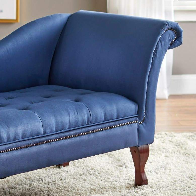 Storage Chaise Lounge Sofa Chair in Royal Blue Finish w/ Hidden Storage