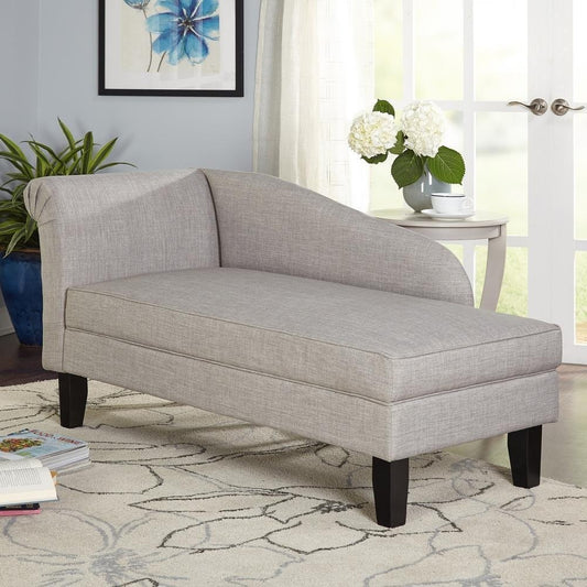 Chaise Lounge with Storage Compartment in Grey Finish