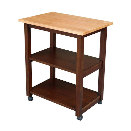 Solid Hardwood Kitchen Service Cart Tea Cart Espresso Finish