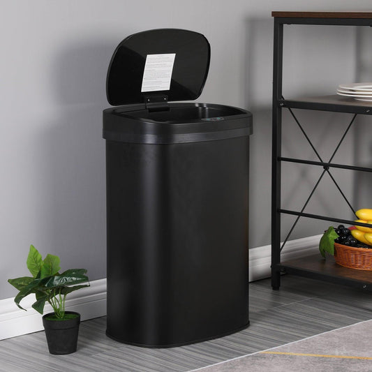 Auto Sensor Touchless Trash Can Kitchen Garbage Bin 50L/13G Stainless - in Black
