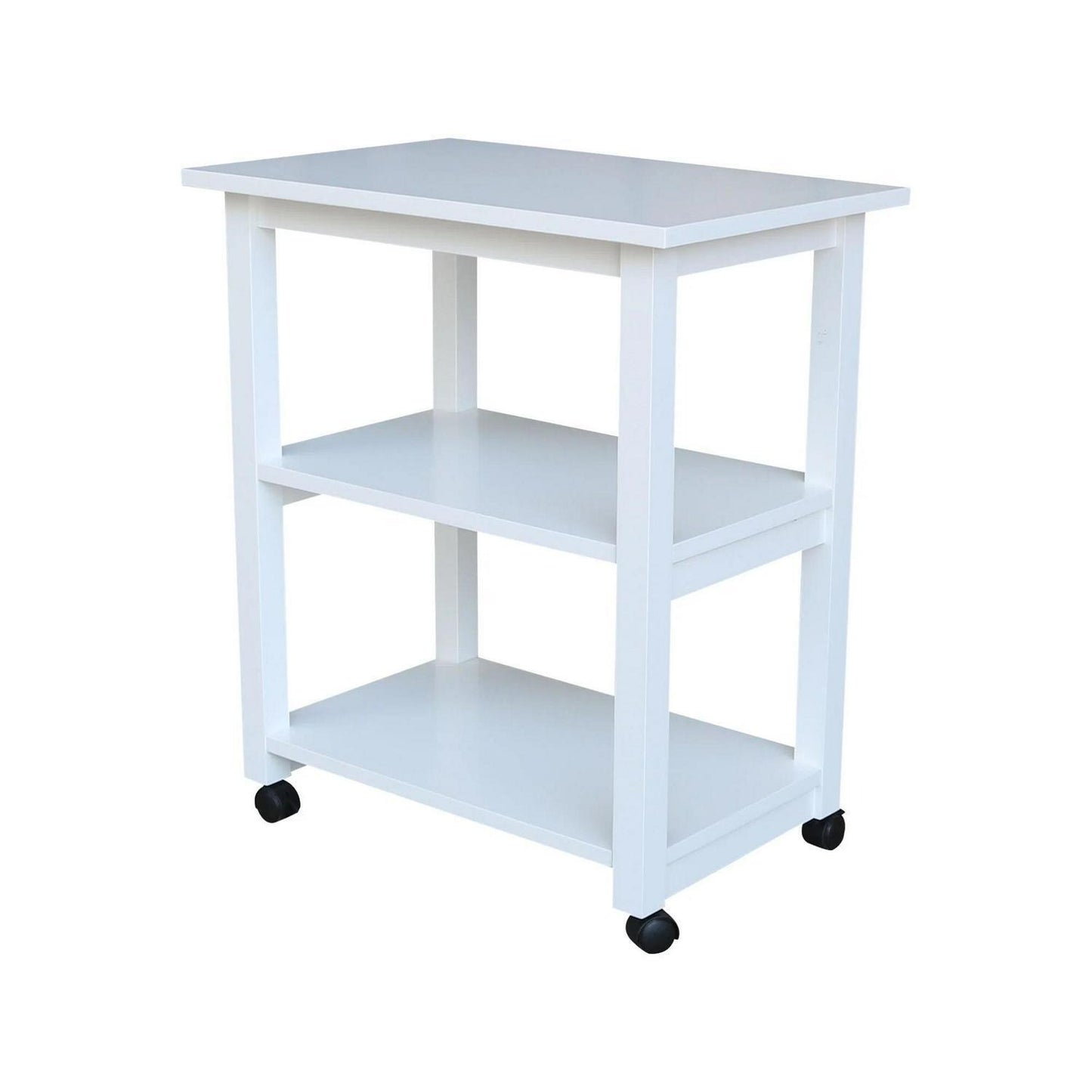 Solid Hardwood Kitchen Service Cart Tea Cart White Finish