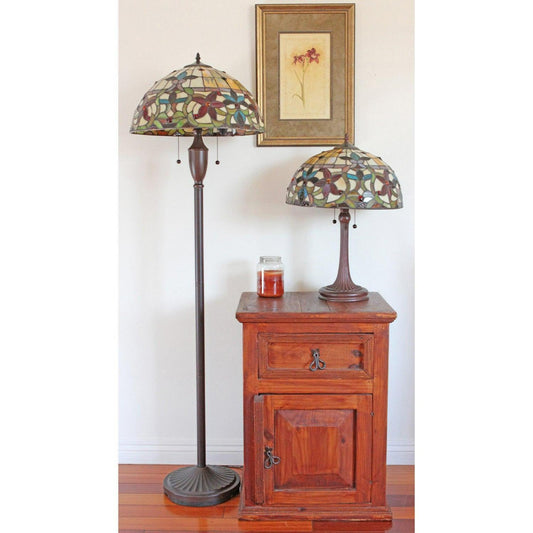 Lamp Set Tiffany Style Stained Glass Table Lamp and Floor Lamp Accent Reading