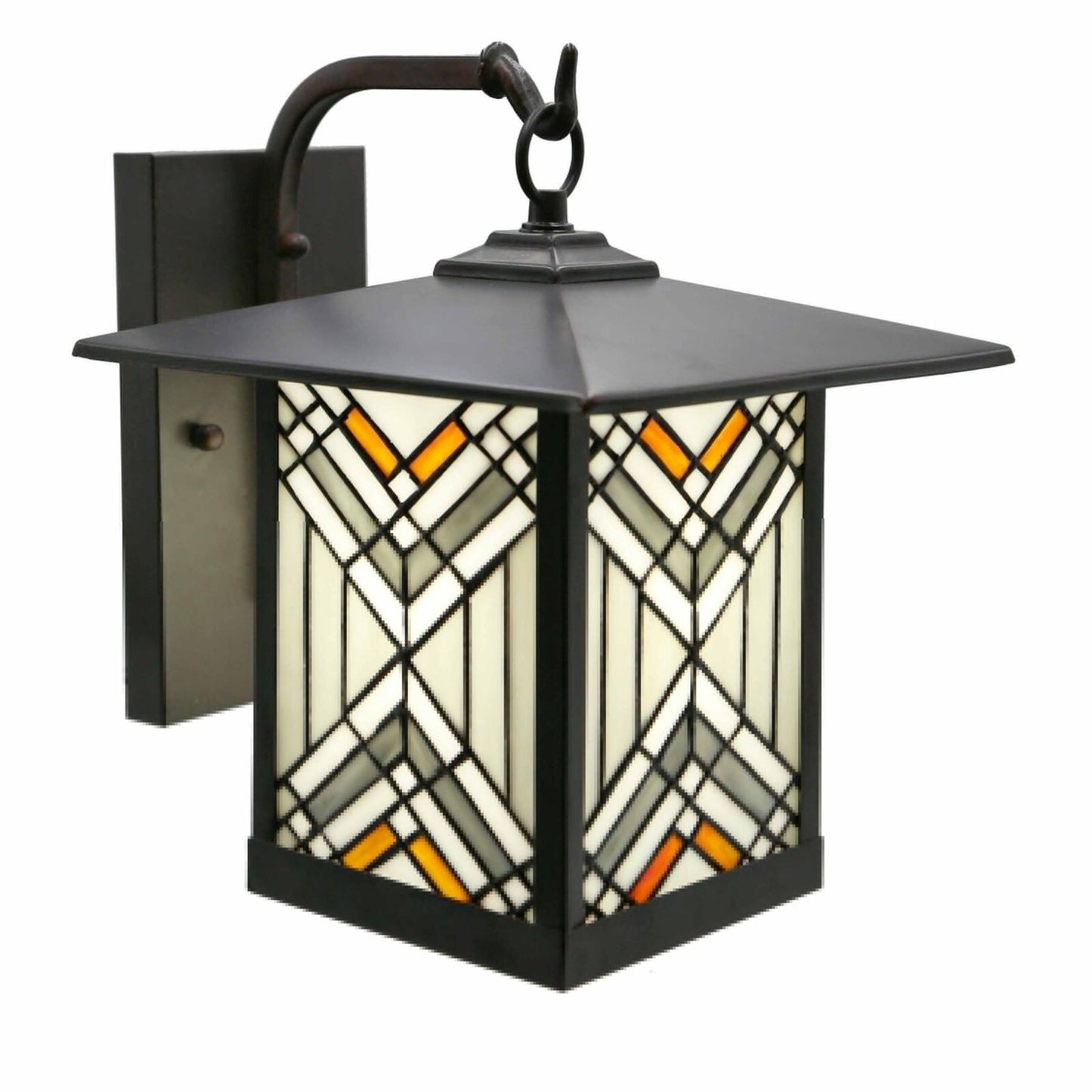 Porch Light Sconce Tiffany Style Stained Glass Bronze Fin in Grey -9x10x12in