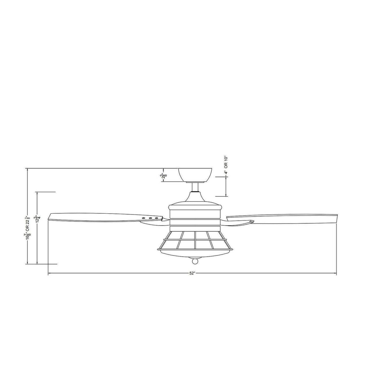 Glass Shade Industrial Style Wooden 5-Blade LED Ceiling Fan - Remote Control