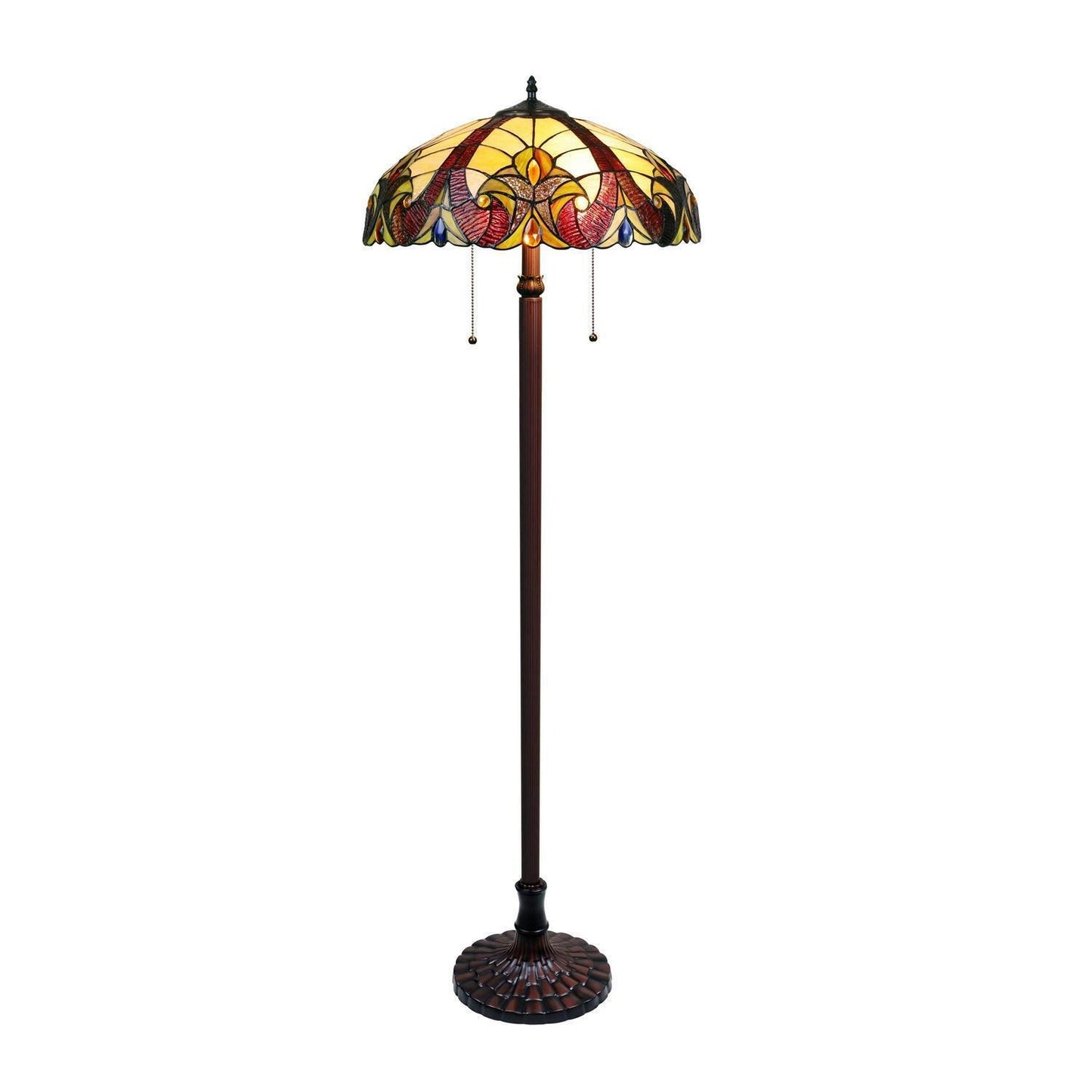 Amber Victorian Traditional Floor Lamp Tiffany Style Stained Glass 64.5in