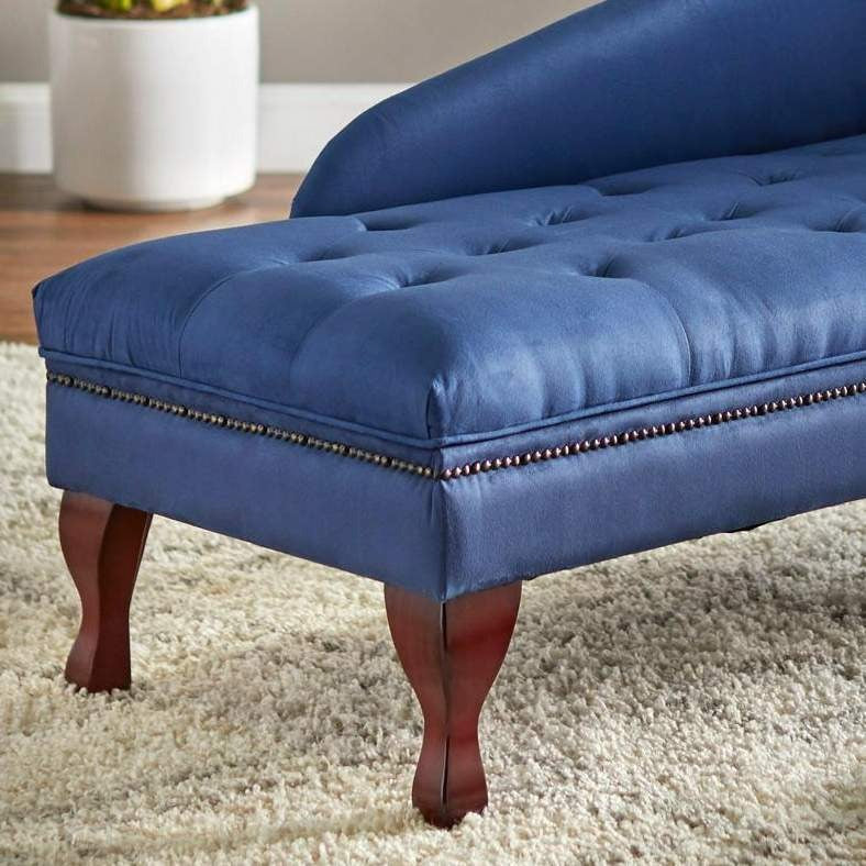 Storage Chaise Lounge Sofa Chair in Royal Blue Finish w/ Hidden Storage