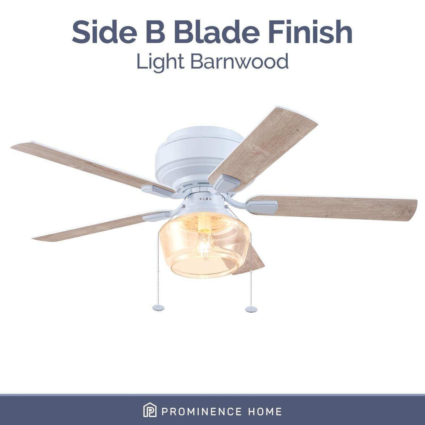 Bright White 52in 5-Blade Single Light Flush Mount Ceiling Fan - Pull Chain