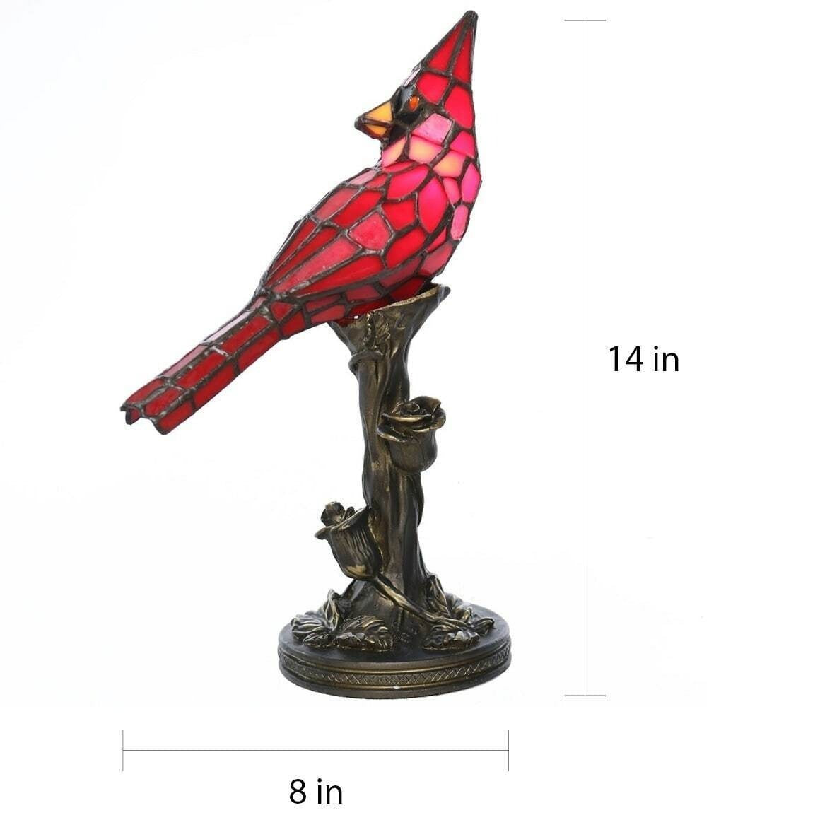 Red Stained Glass 13 inch Tall Cardinal Accent Table Lamp