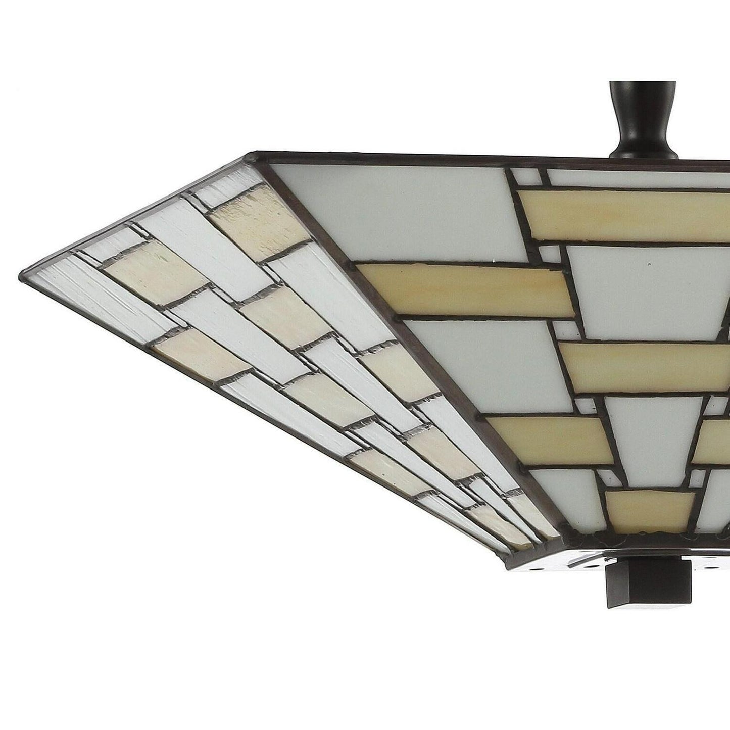 Mission Style Stained Glass Semi Flush Mount Ceiling Light in Creme Color