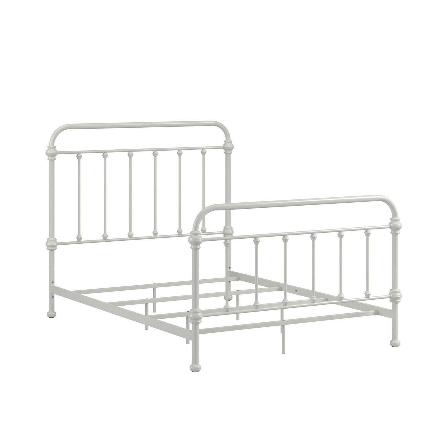 Classic FULL Size Metal Bed Traditional Country Style Glossy White