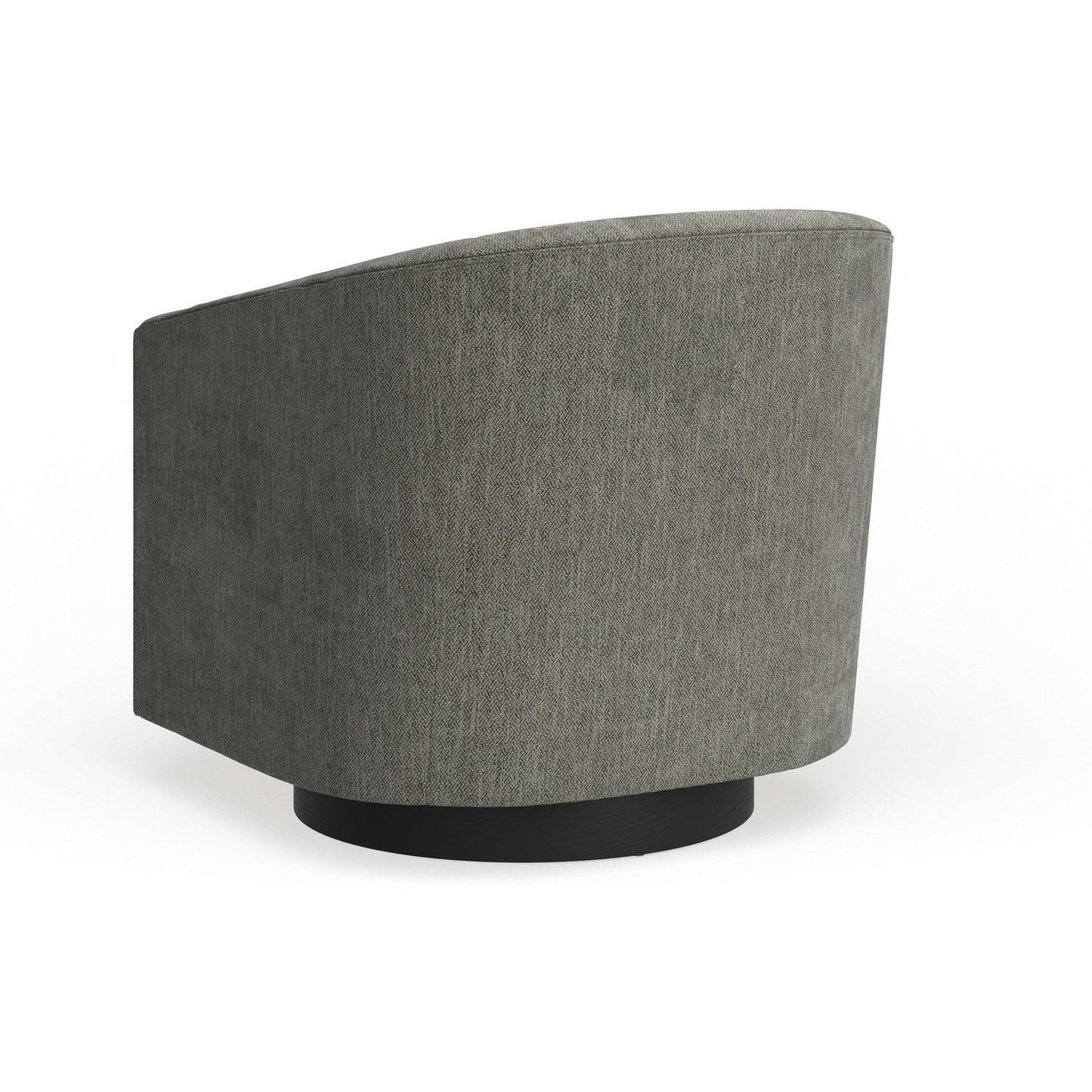 Swivel Accent Armchair with Wood Base and Barrel Back in Charcoal Grey