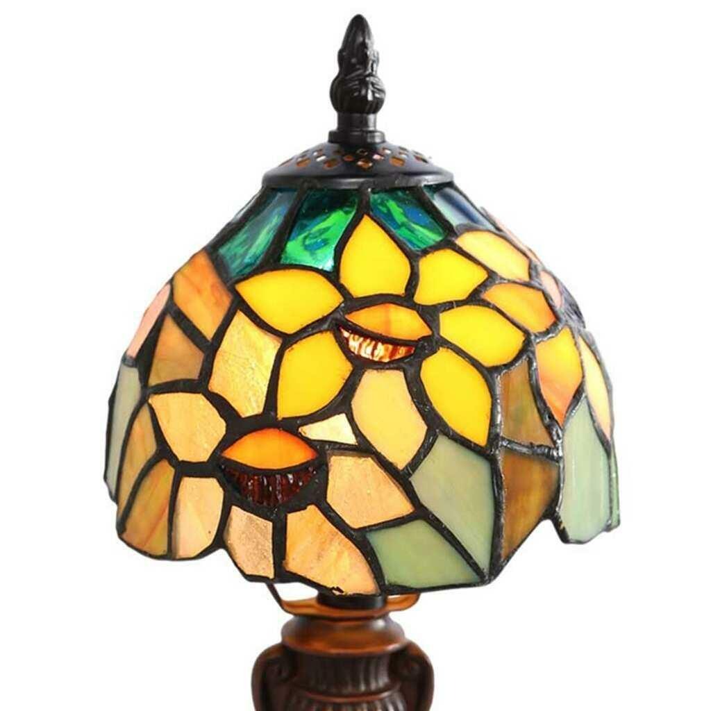 Tiffany Style Stained Glass Sunflower Blossoms Table Accent Reading Lamp 12in