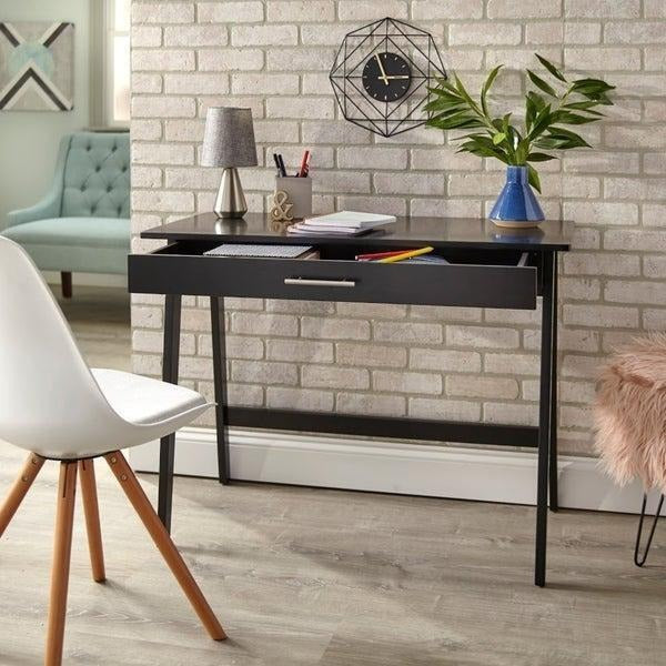 JET BLACK Minimalistic Style Desk with Drawer for Office Study Home Computer