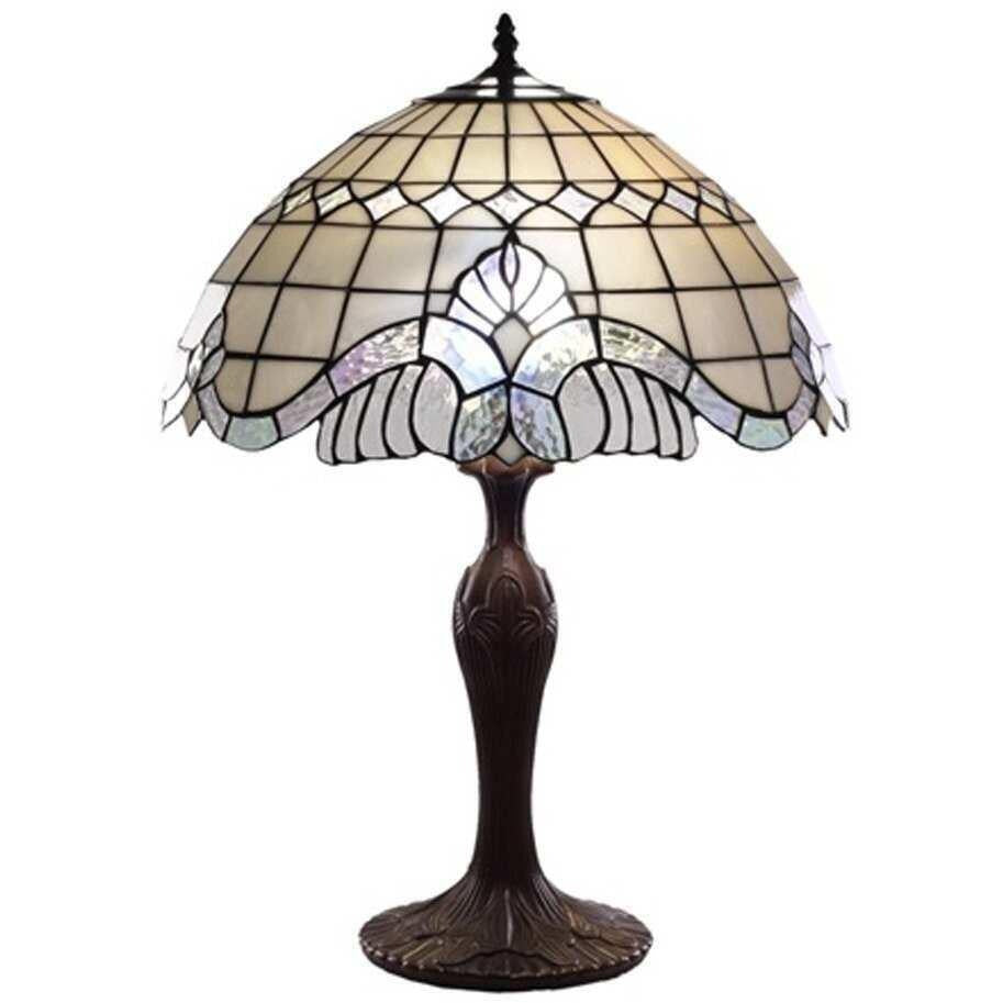 Tiffany Style Pearl White Stained Glass Baroque Table Lamp Accent Lamp 28in