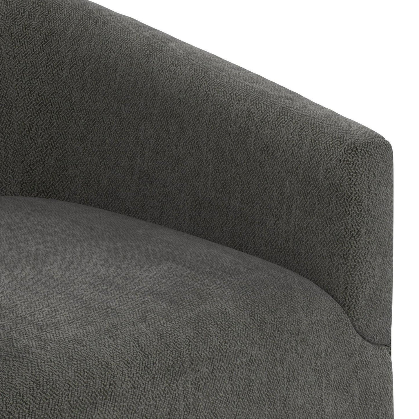 Swivel Accent Armchair with Wood Base and Barrel Back in Charcoal Grey