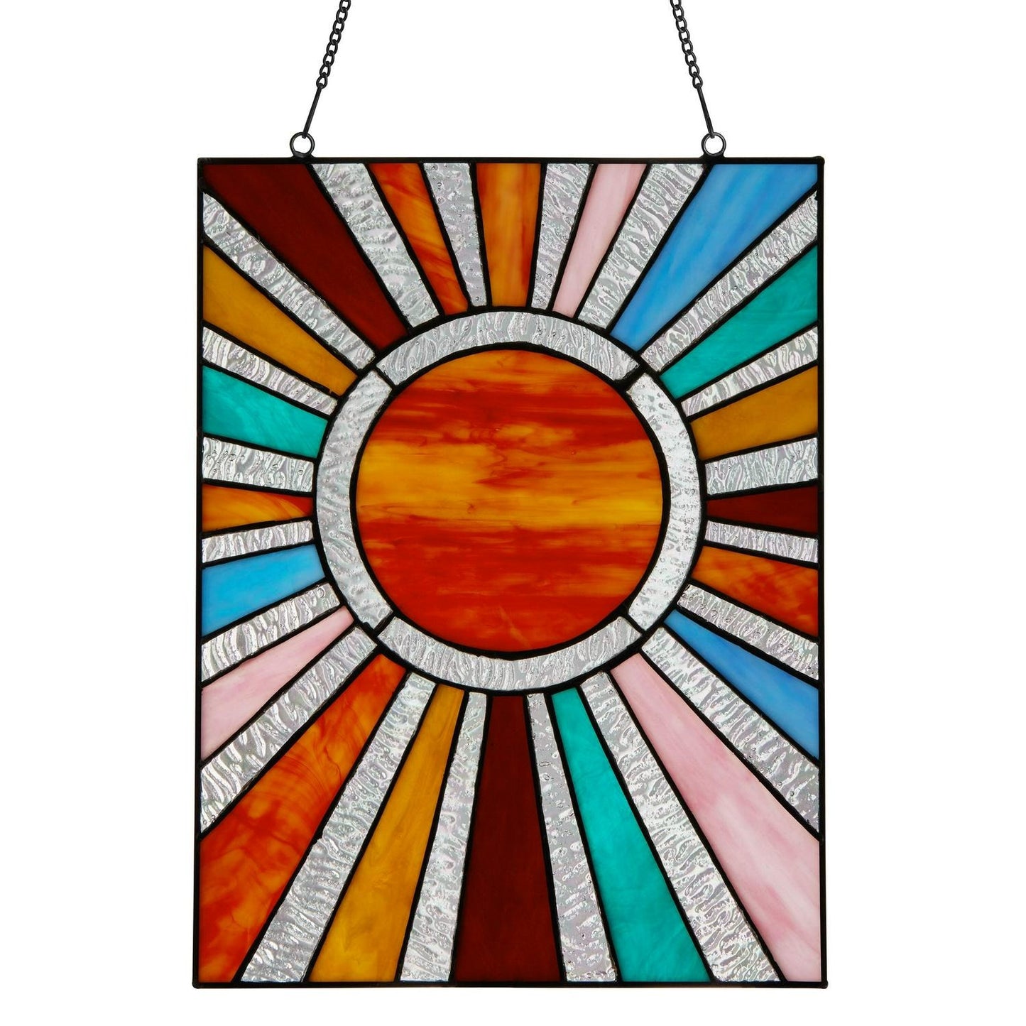 Rays of Sunshine Tiffany Style Stained Glass Window Panel Suncatcher 10x14in