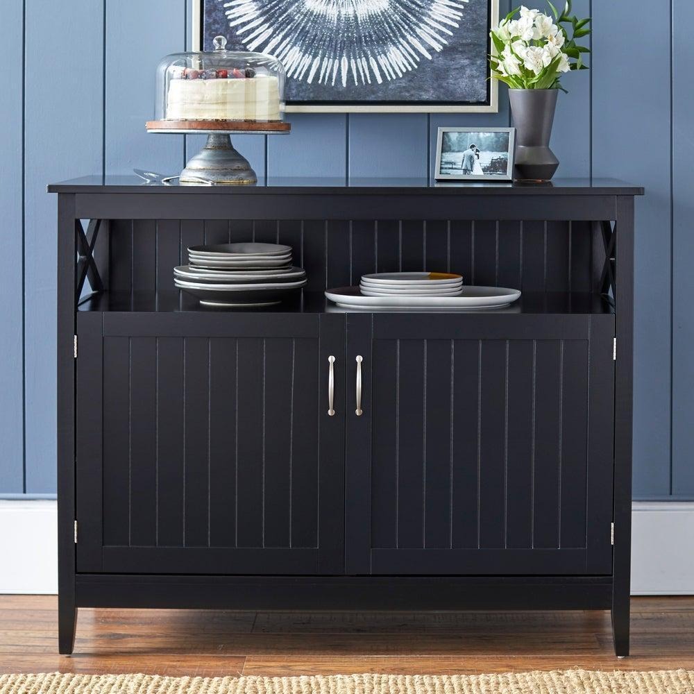 Dining Buffet Storage Cabinet Country Style Sideboard Black Finish