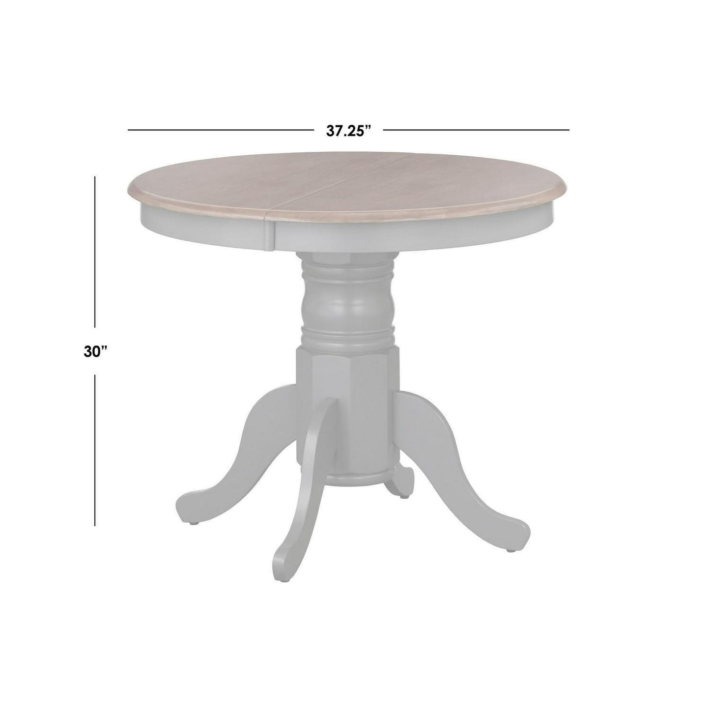 Country Style Pedestal Table: Solid Wood w/ 22in Leaf - Nat Oak Finish