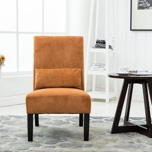 Orange Chenille Fabric Accent Chair w/Matching Pillow - Livingroom, Bedroom