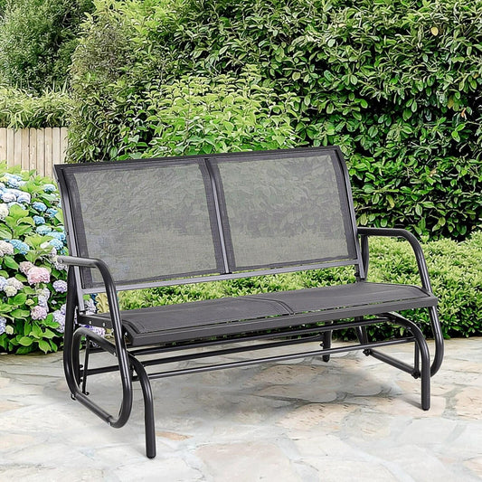 2-Person Glider Rocking Chair Bench For Patio Deck Yard in Grey