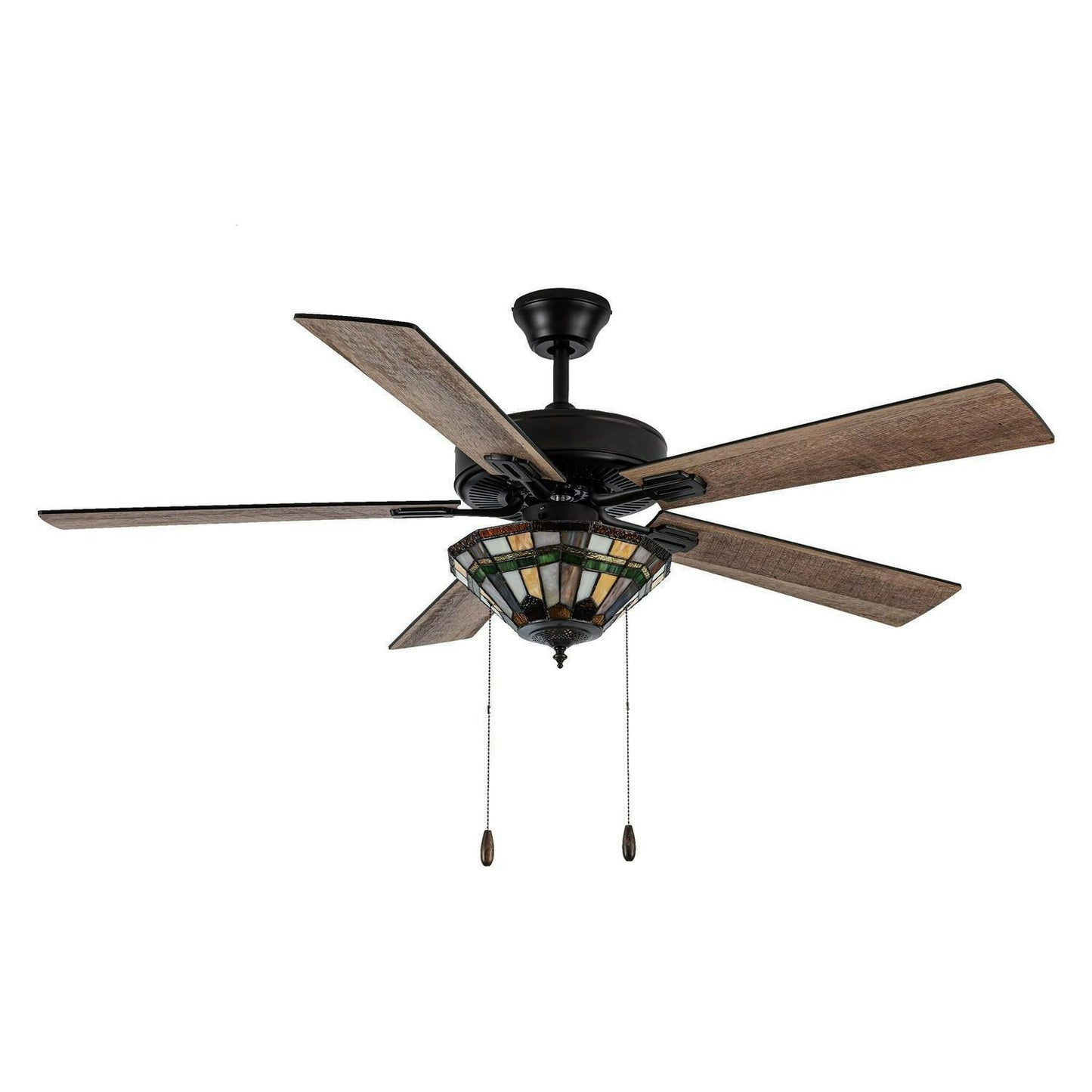 Ceiling Fan Amber and Green Stained Glass Oil-Rubbed Bronze 52in 3-Light