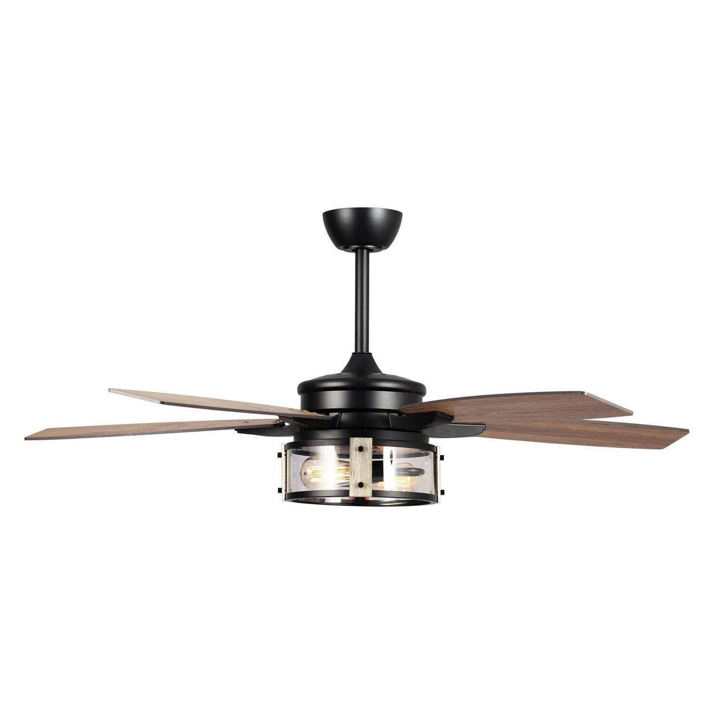52in Farmhouse Wood 5-Blade 3-Light LED Ceiling Fan with Remote Control