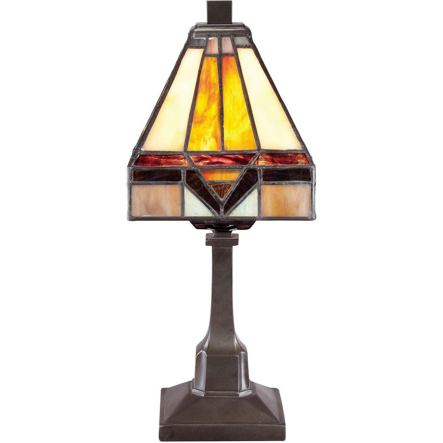 Tiffany Style Mission Stained Glass 12in Bronze Finish Table Desk Reading Lamp